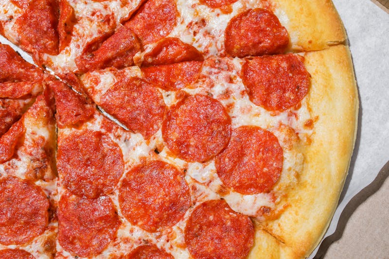 Pepperoni pizza with extra cheese and crispy crust